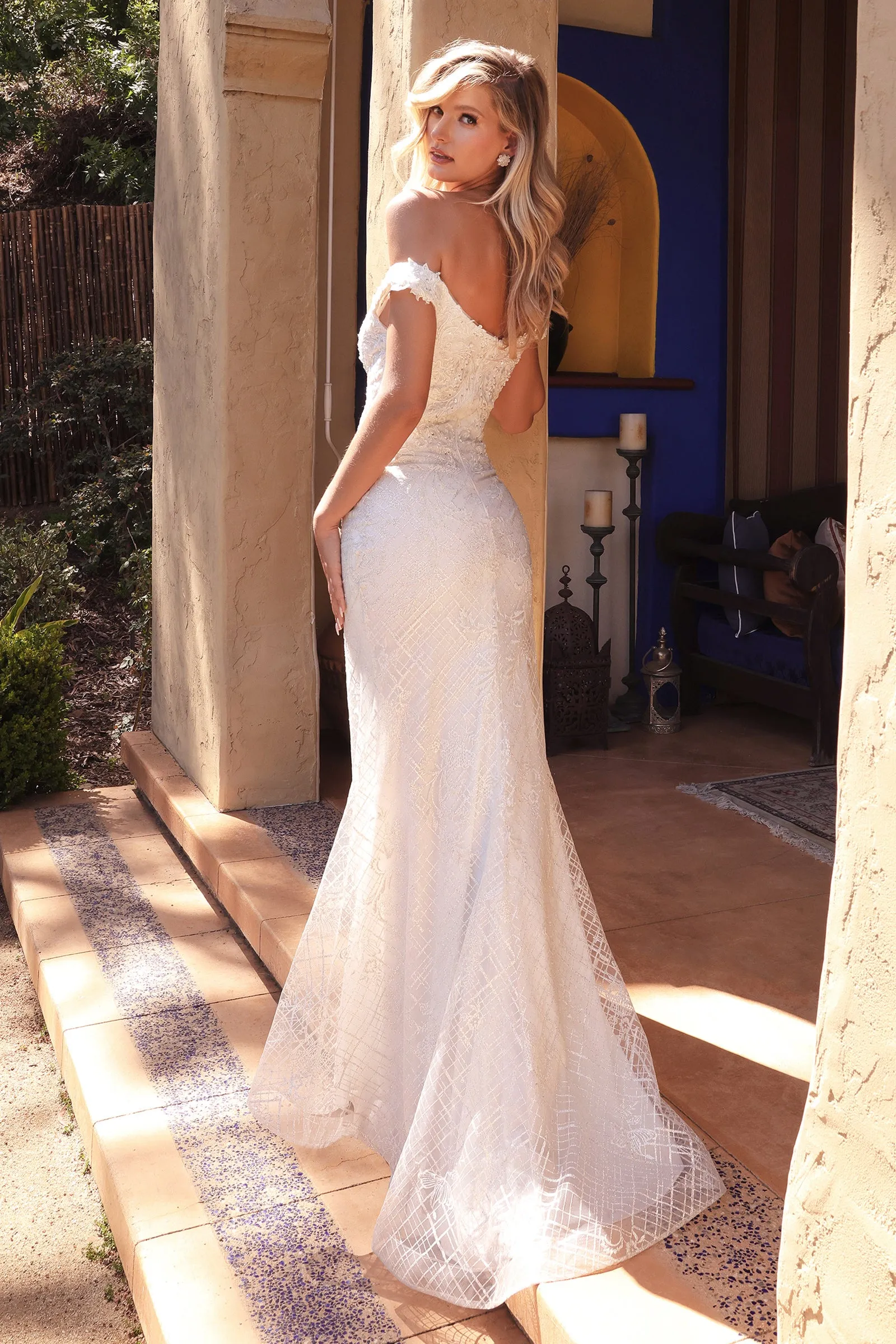 Cinderella Divine CD929 Evening Gown Off-the-Shoulder Mermaid sold by The Gown Galleria product image thumbnail 4