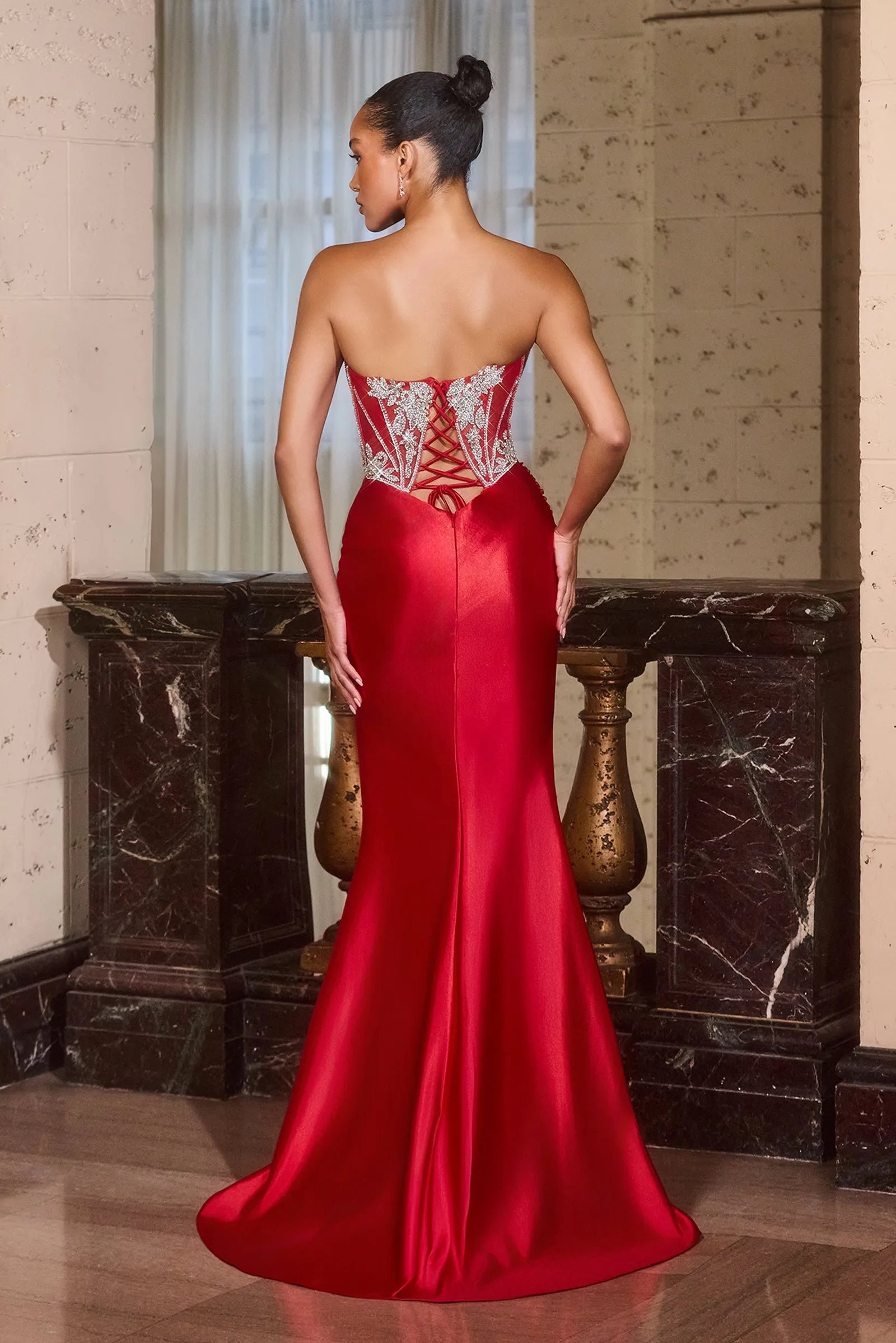Cinderella Divine CDS546 Gold Evening Gown with Sweetheart Neckline sold by The Gown Galleria product image thumbnail 2