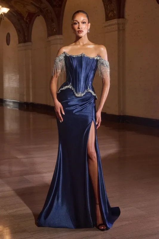 Cinderella Divine CD688 Off-The-Shoulder Prom Dress sold by The Gown Galleria