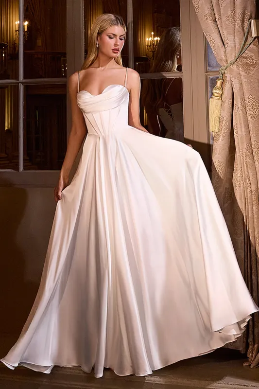 Cinderella Divine 7481W A-Line Evening Gown with Pleated Neckline sold by The Gown Galleria