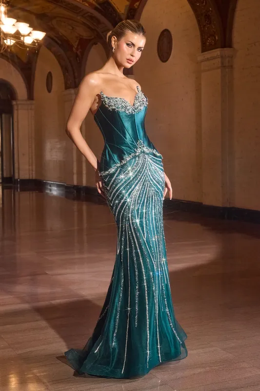 Cinderella Divine CD697 Mermaid Evening Gown with Sweetheart Neckline sold by The Gown Galleria