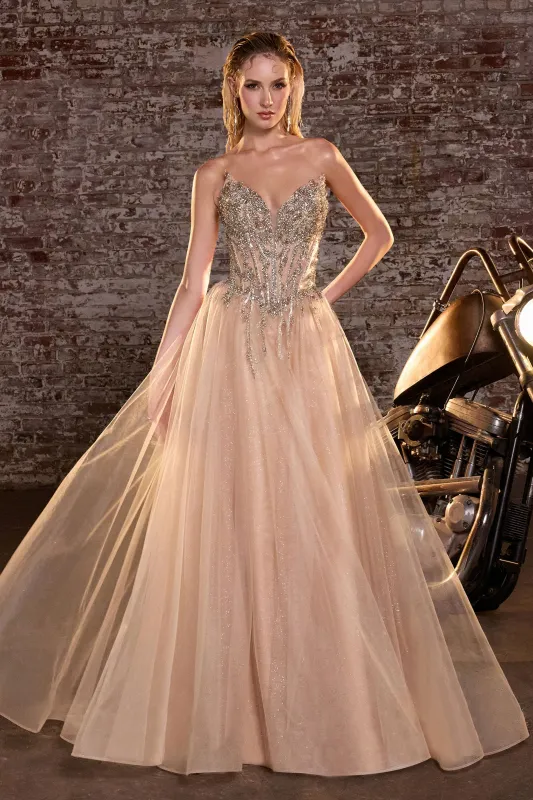 Cinderella Divine CD721 A-Line Evening Gown for Prom sold by The Gown Galleria