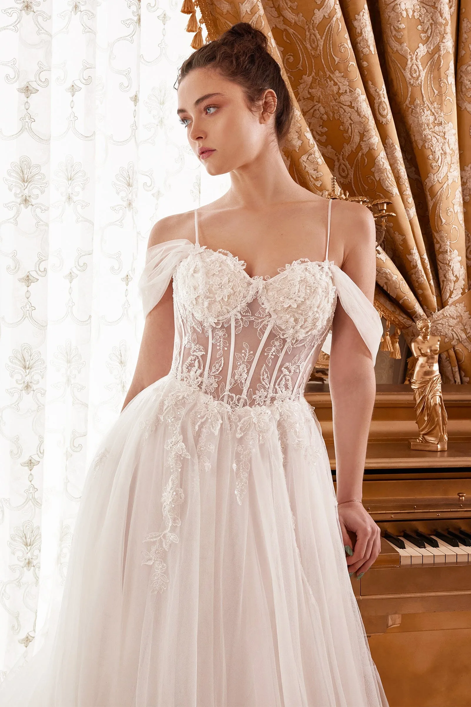 Cinderella Divine WN307 Off-White Ball Gown Prom Dress sold by The Gown Galleria product image thumbnail 3