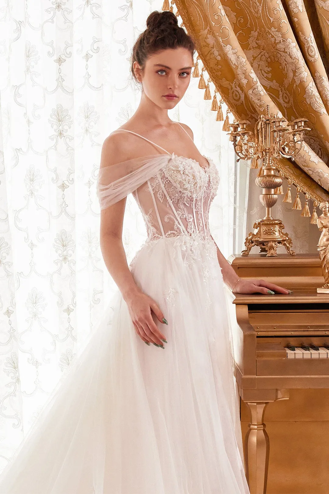Cinderella Divine WN307 Off-White Ball Gown Prom Dress sold by The Gown Galleria product image thumbnail 4