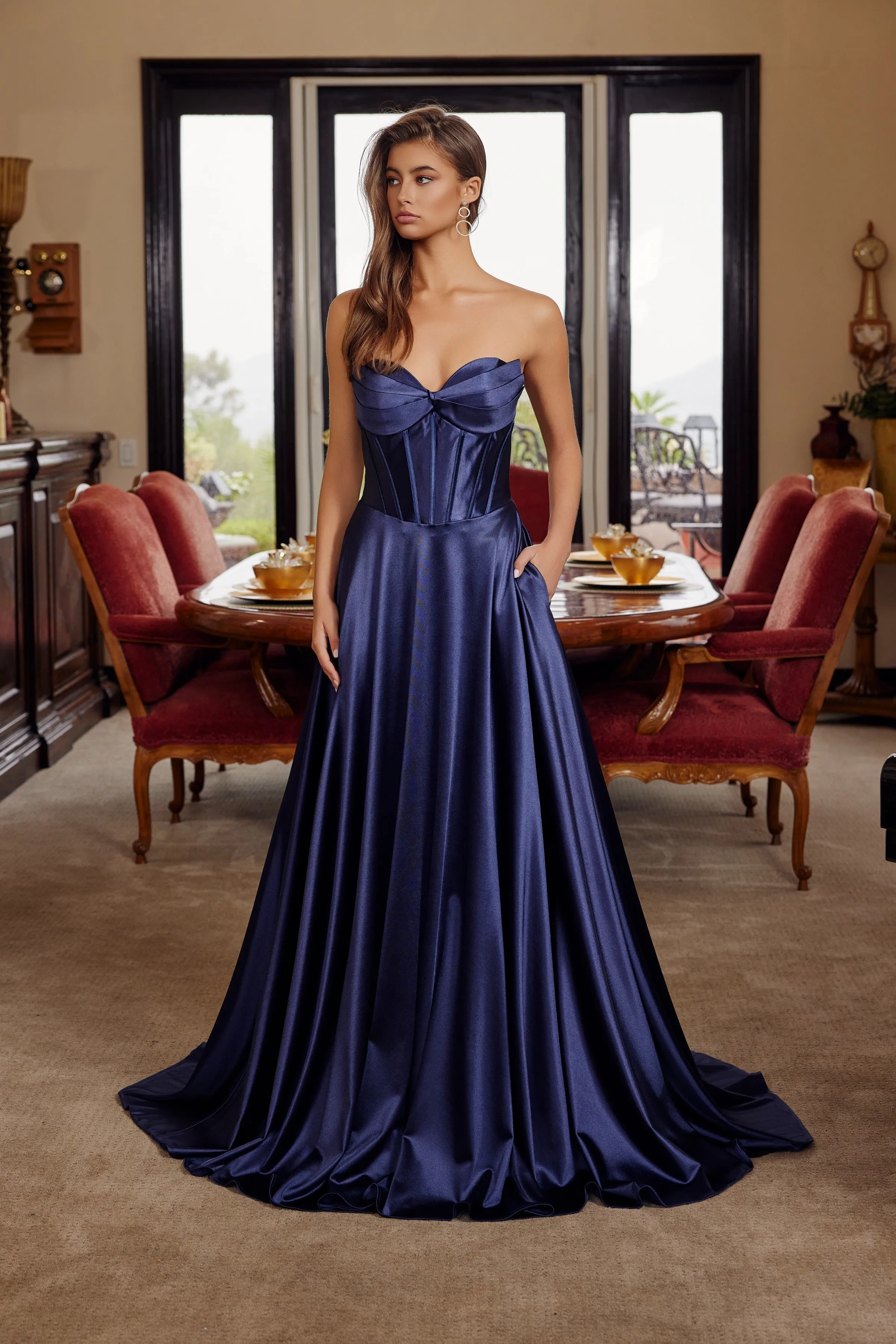 Nox Anabel K1735 fit and flare prom prom dress with sweetheart neckline sold by The Gown Galleria