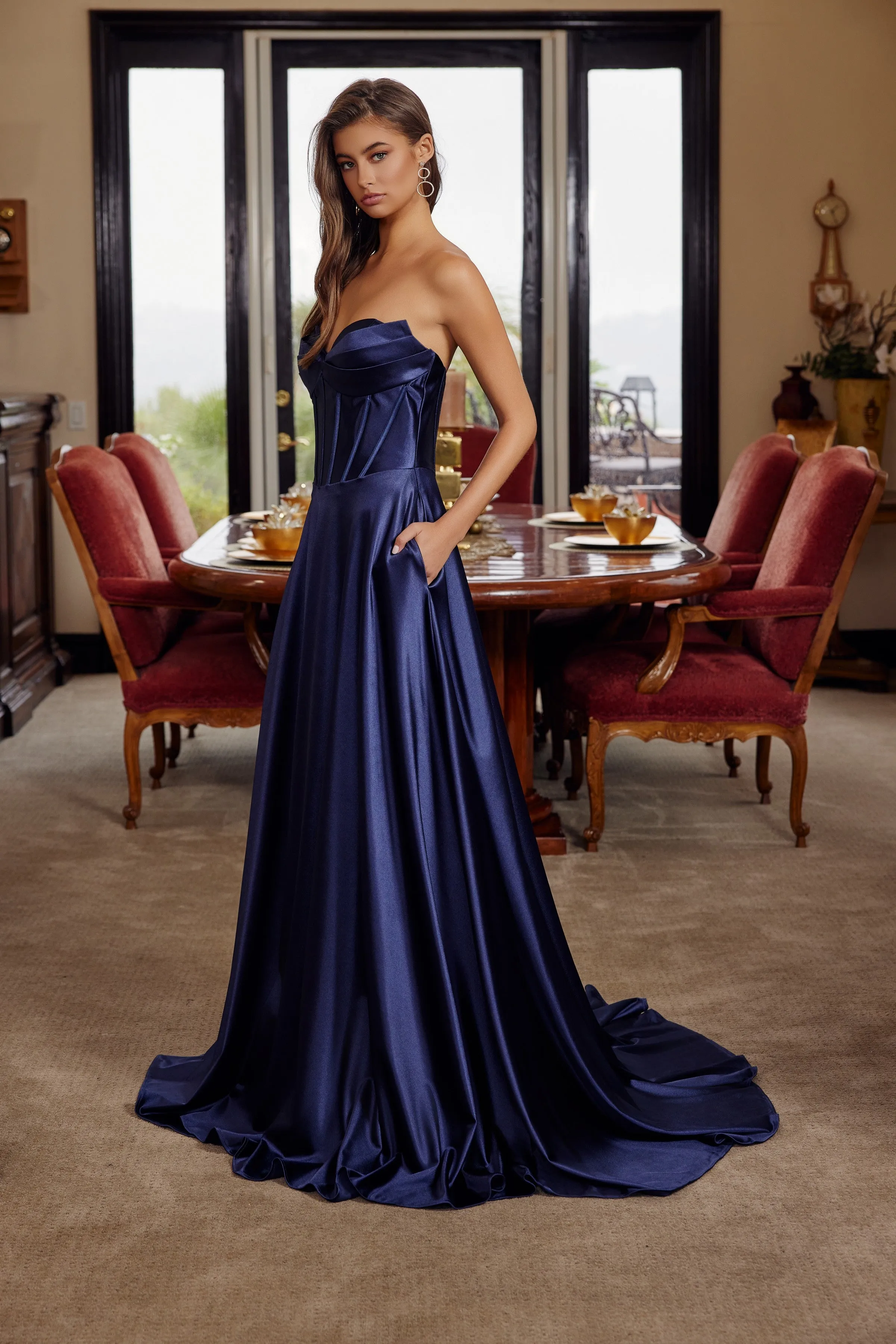 Nox Anabel K1735 fit and flare prom prom dress with sweetheart neckline sold by The Gown Galleria product image thumbnail 3