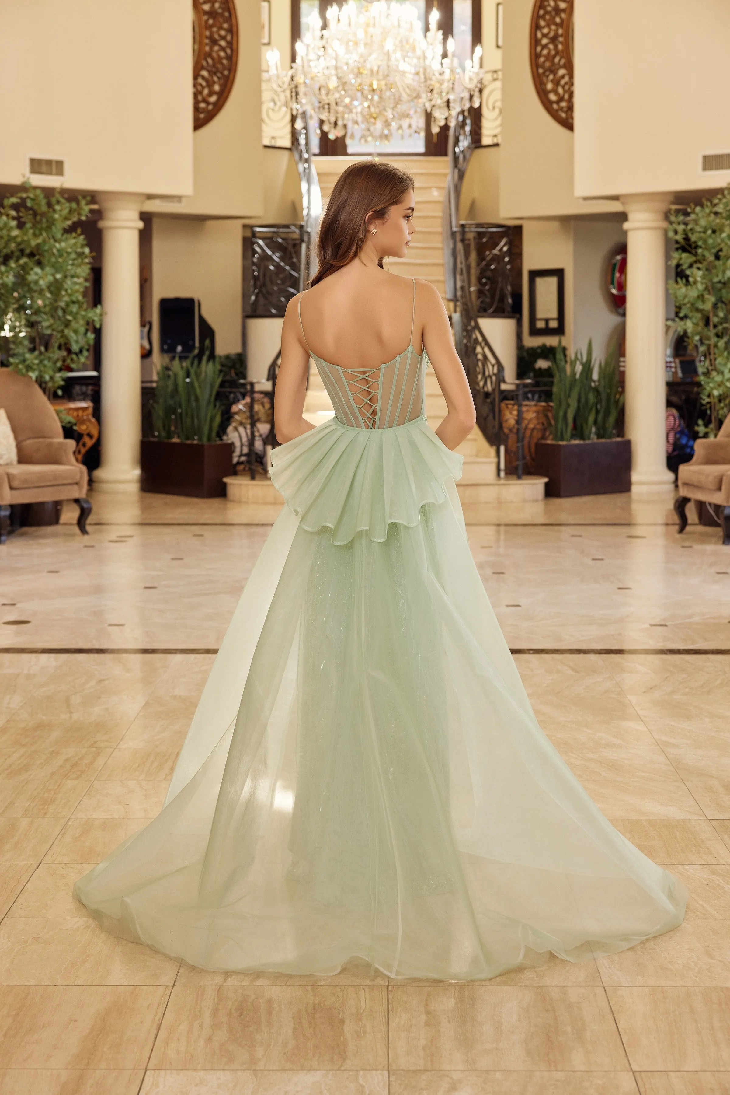 Nox Anabel N1763 prom dress with illusion neckline and beading sold by The Gown Galleria product image thumbnail 2
