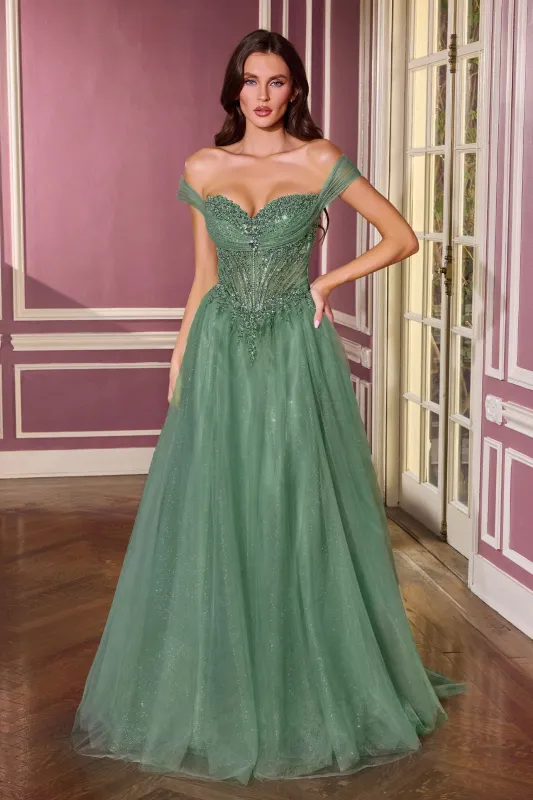 Cinderella Divine CC493 Evening Gown Off-the-Shoulder Silhouette made by The Gown Galleria