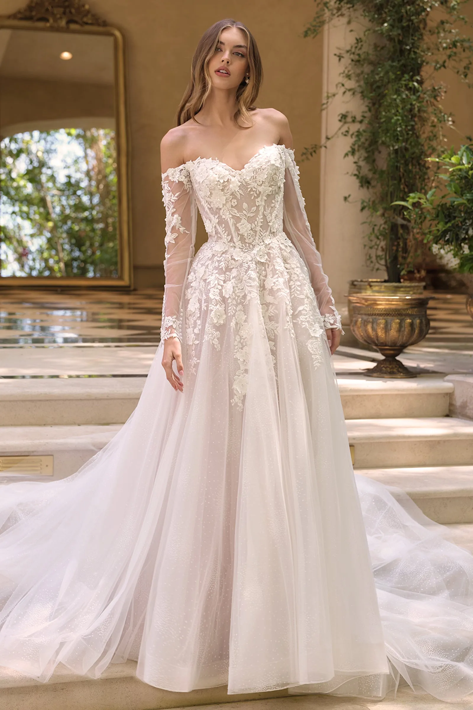 Andrea & Leo WL067 Evening Gown Off-the-Shoulder Silhouette sold by The Gown Galleria
