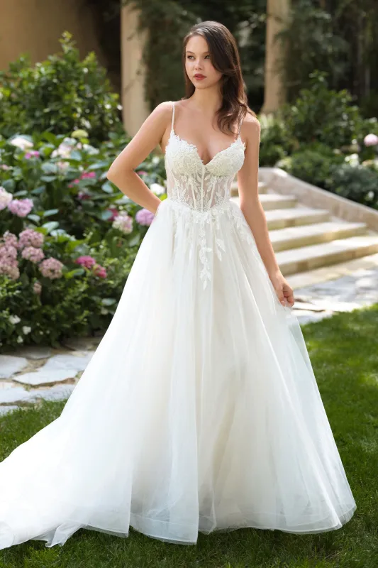 Andrea & Leo WL087 A-Line Evening Gown with Plunging Neckline sold by The Gown Galleria