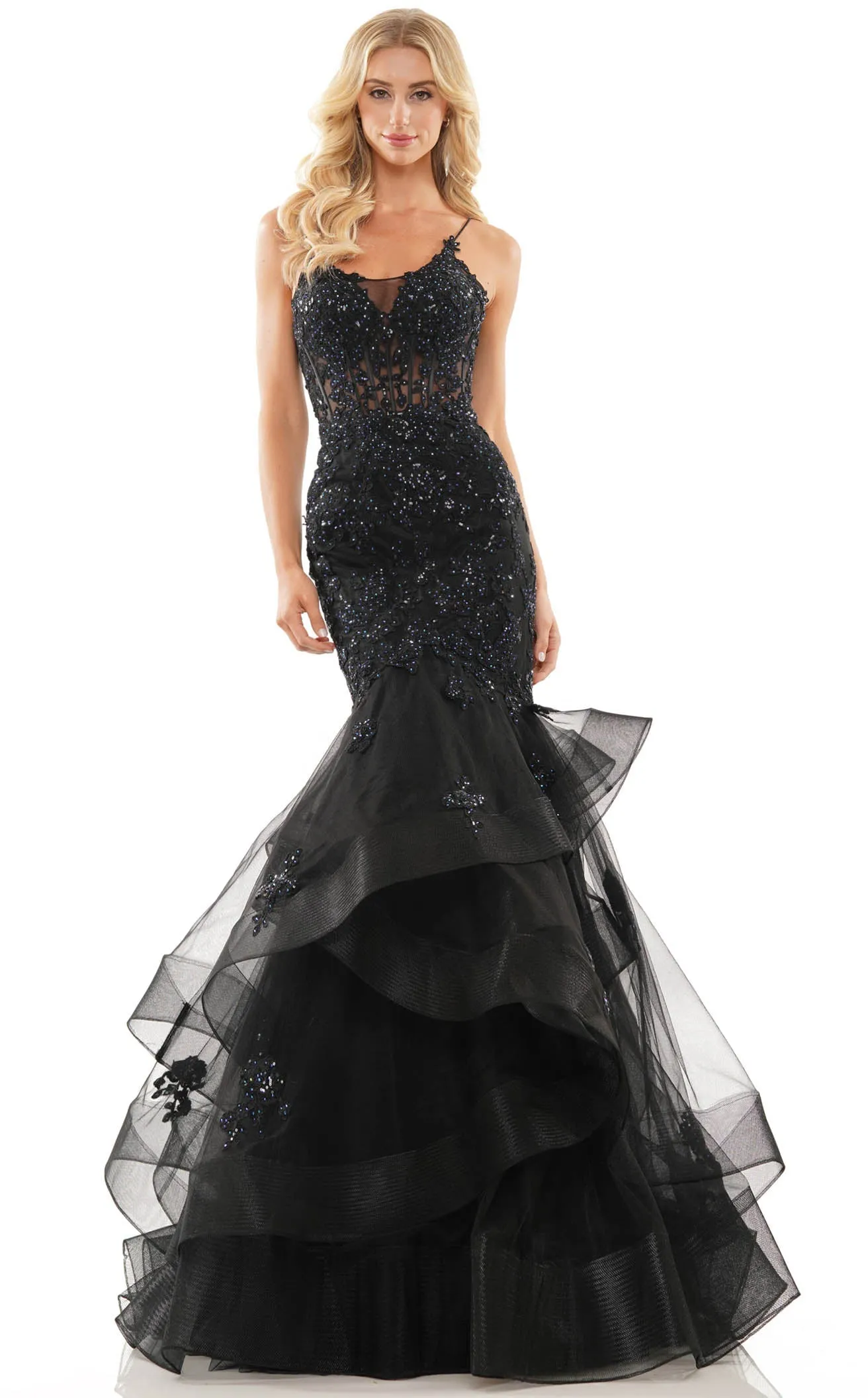 Colors Dress 2899 Long Mermaid Prom Dress With Sheer Bodice sold by The Gown Galleria product image thumbnail 5