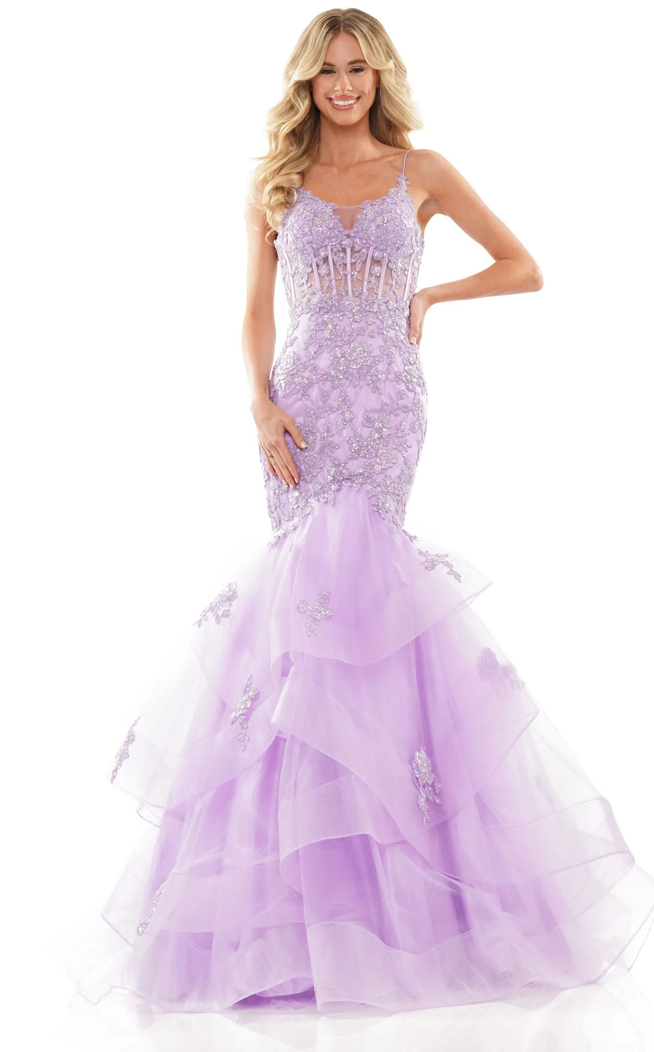 Colors Dress 2899 Long Mermaid Prom Dress With Sheer Bodice sold by The Gown Galleria product image thumbnail 3