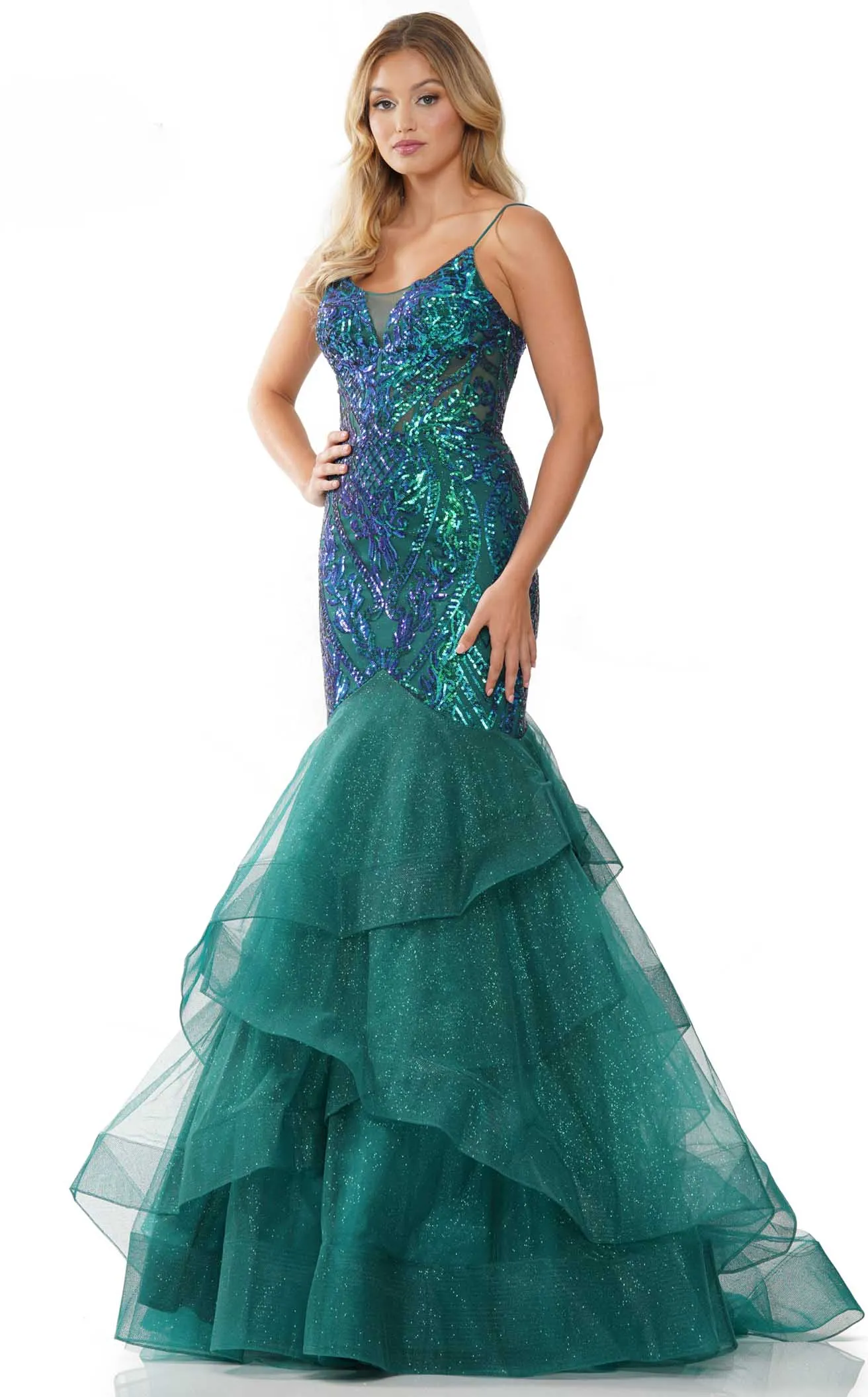 Colors Dress 3200 Long Mermaid Prom Dress With Sequin Print sold by The Gown Galleria product image thumbnail 3