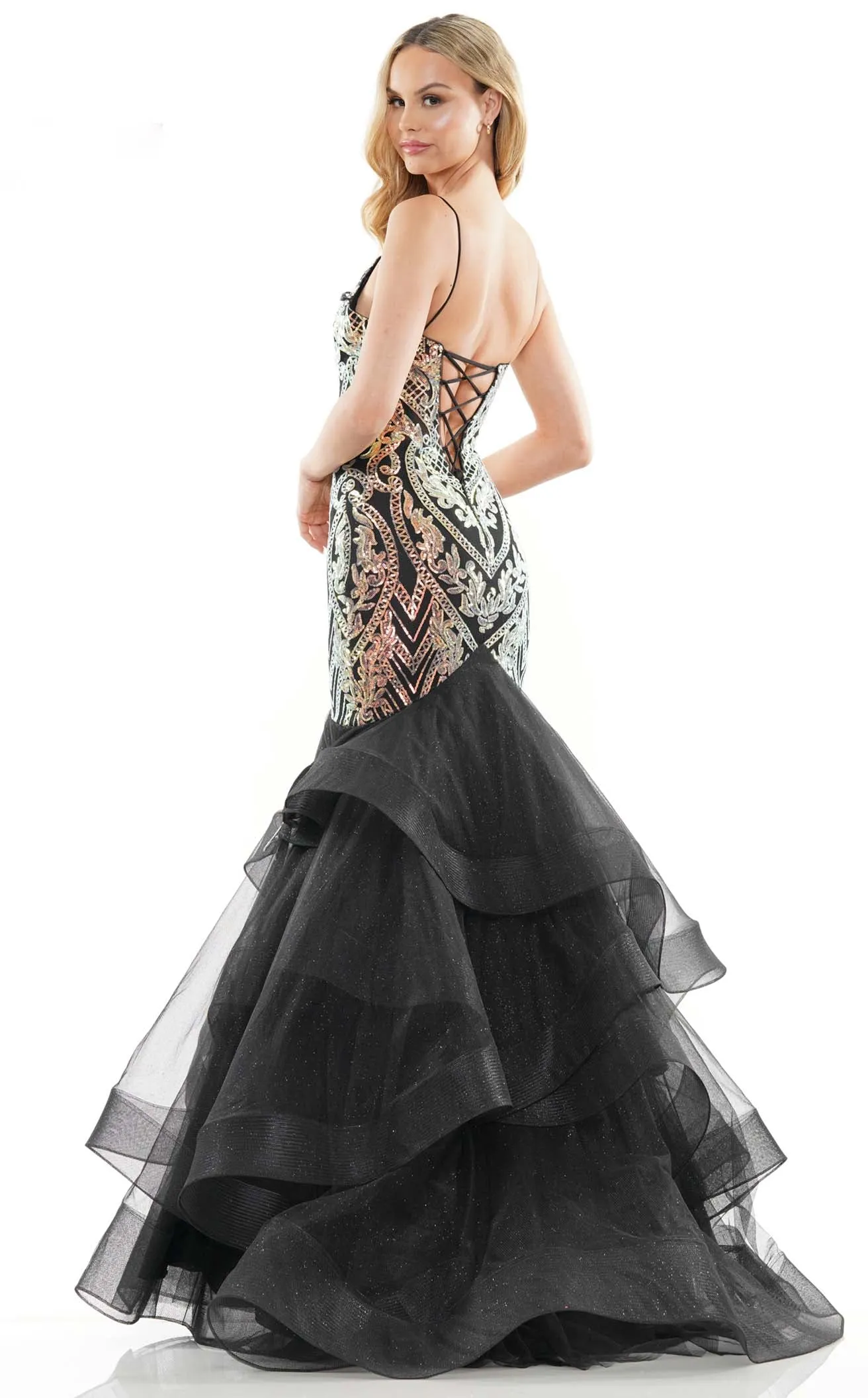 Colors Dress 3200 Long Mermaid Prom Dress With Sequin Print sold by The Gown Galleria product image thumbnail 2