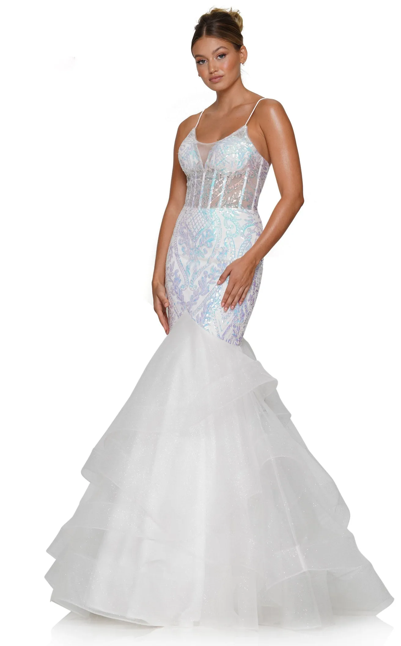 Colors Dress 3200 Long Mermaid Prom Dress With Sequin Print sold by The Gown Galleria product image thumbnail 5
