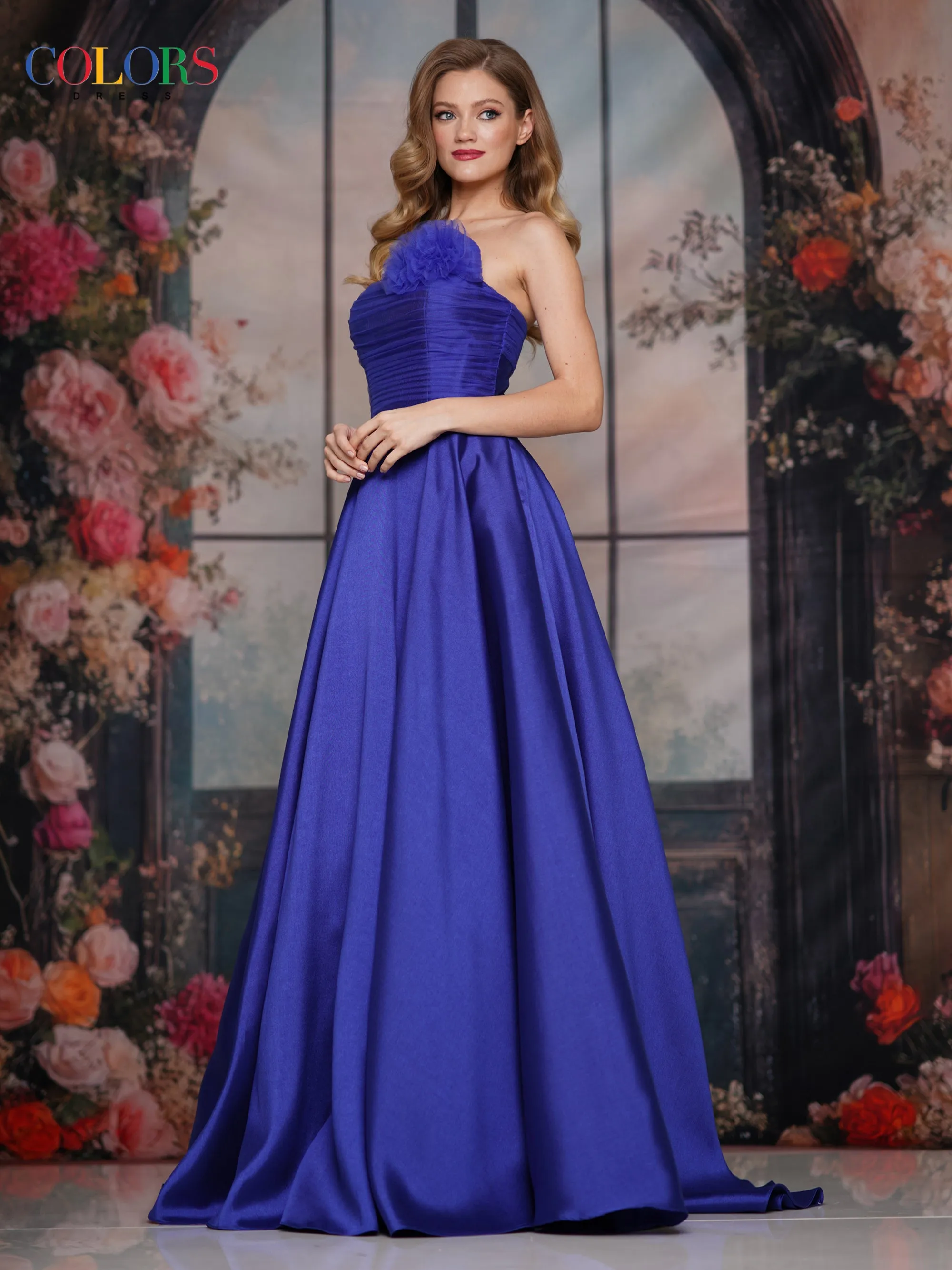 COLORS 3737 Long Prom Dress With Fitted Tulle Bodice sold by The Gown Galleria product image thumbnail 3
