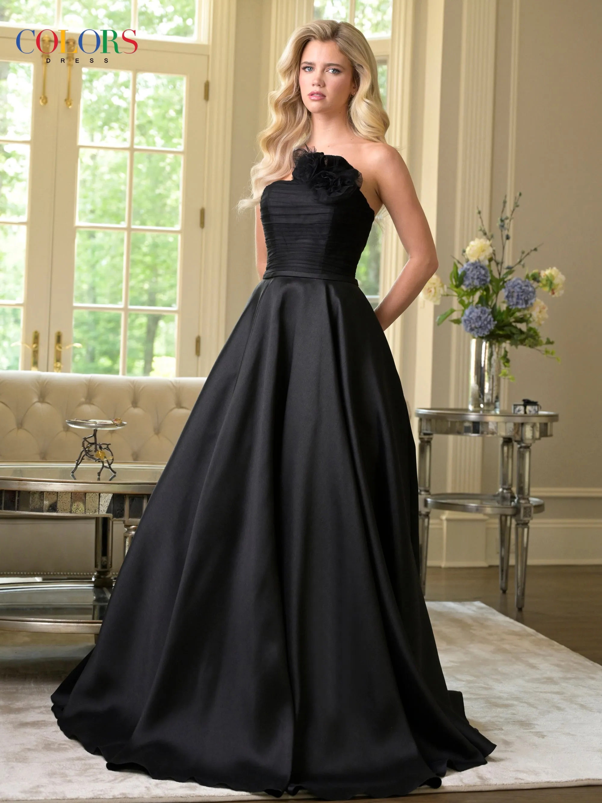 COLORS 3737 Long Prom Dress With Fitted Tulle Bodice sold by The Gown Galleria product image thumbnail 4