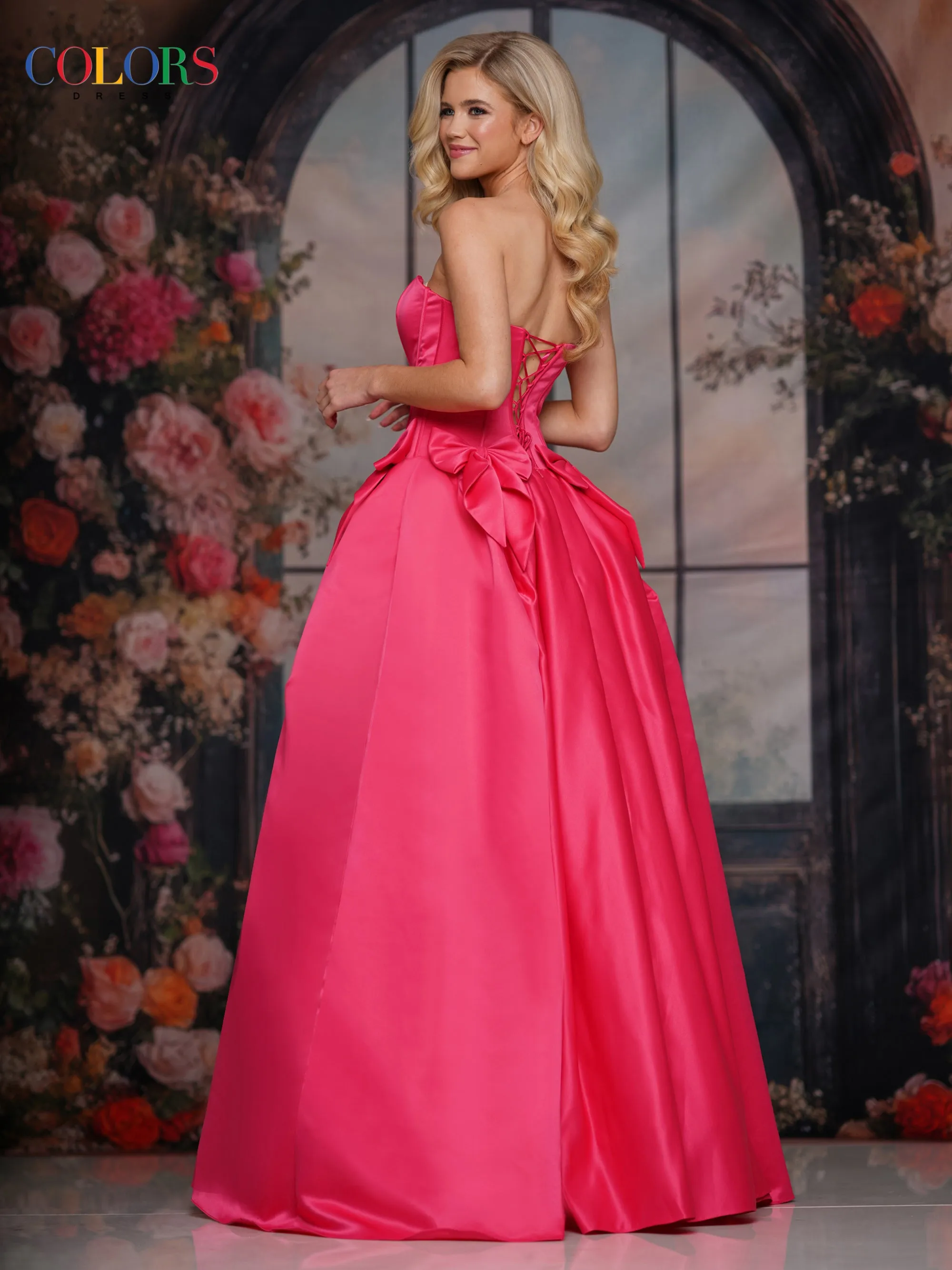 COLORS 3739 Hot Pink Long Prom Dress With Sweetheart Neckline sold by The Gown Galleria product image thumbnail 2