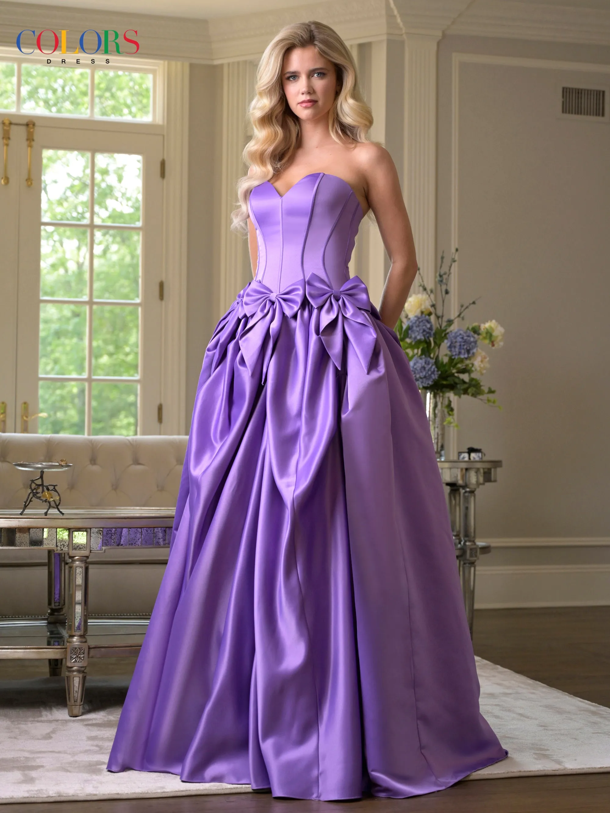 COLORS 3739 Hot Pink Long Prom Dress With Sweetheart Neckline sold by The Gown Galleria product image thumbnail 5