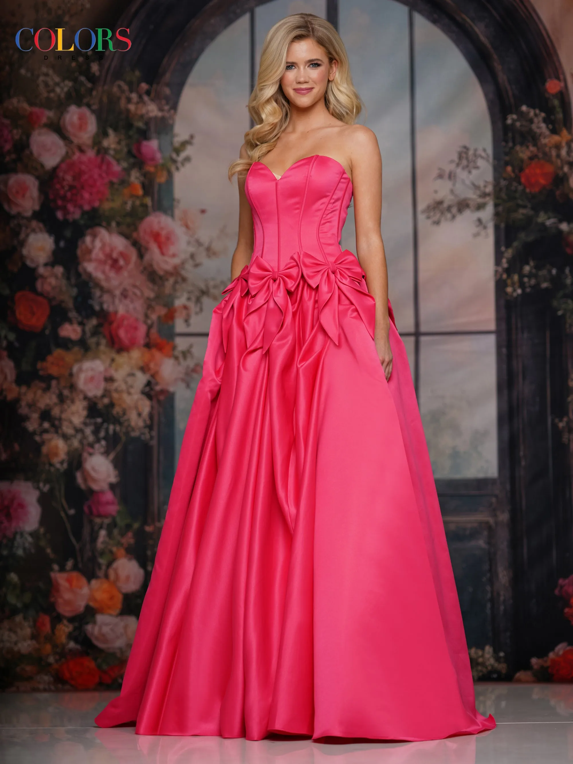 COLORS 3739 Hot Pink Long Prom Dress With Sweetheart Neckline sold by The Gown Galleria