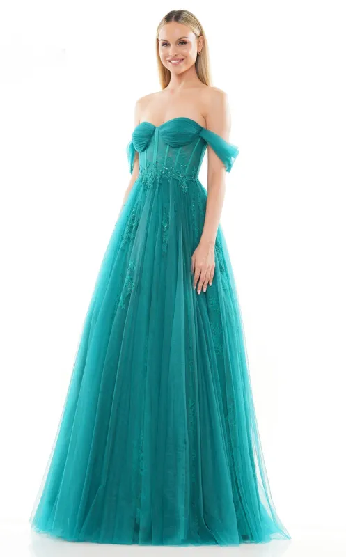 Colors Dress 3240 Long Sweetheart Prom Ball Gown With Sleeves sold by The Gown Galleria