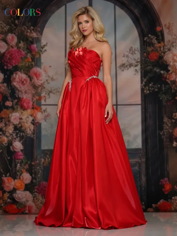 COLORS 3845 A-Line Prom Dress With Strapless Bodice made by The Gown Galleria