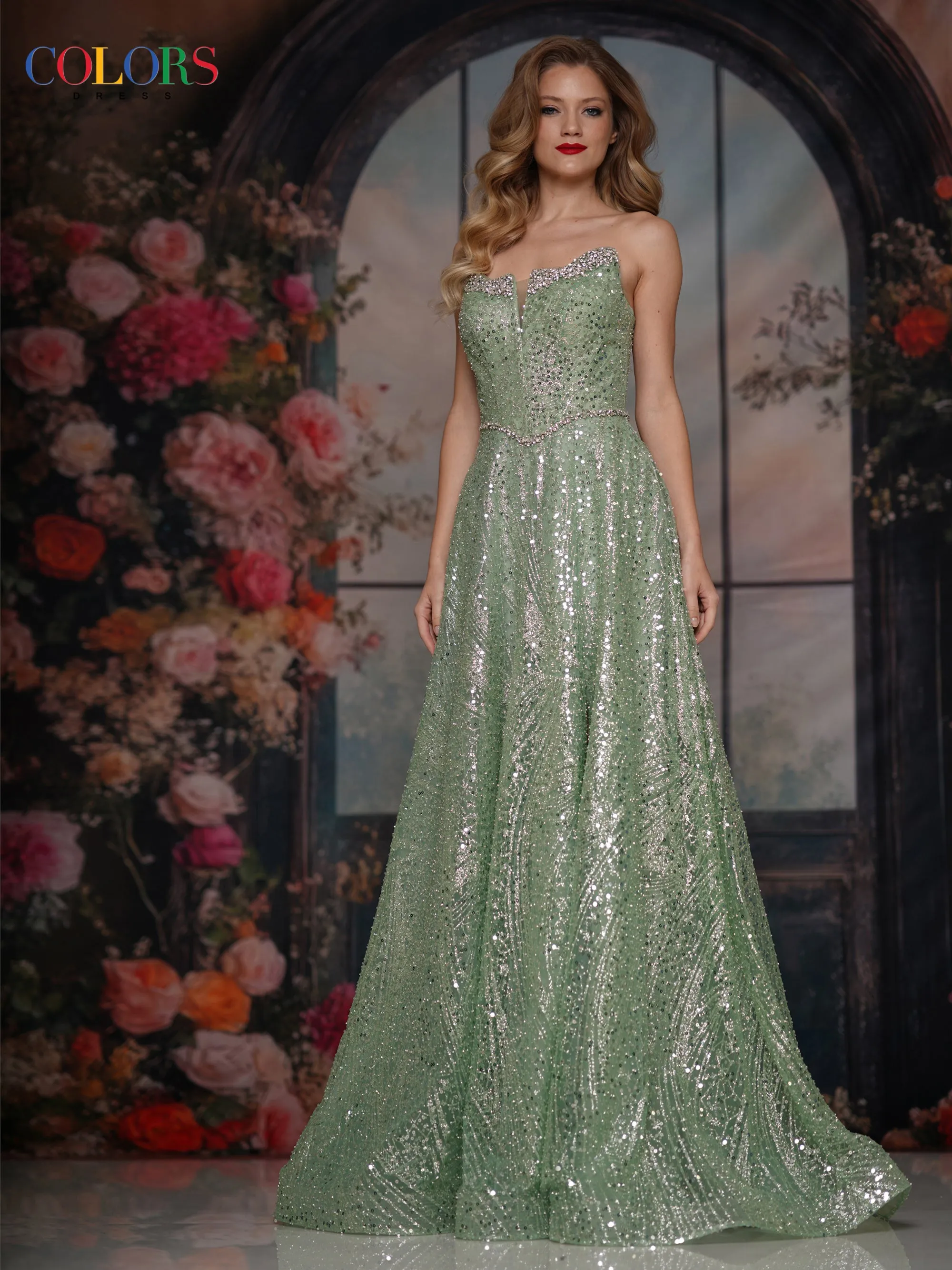 COLORS 3790 Sequin-Embellished Prom Dress With A-Line Silhouette sold by The Gown Galleria product image thumbnail 3