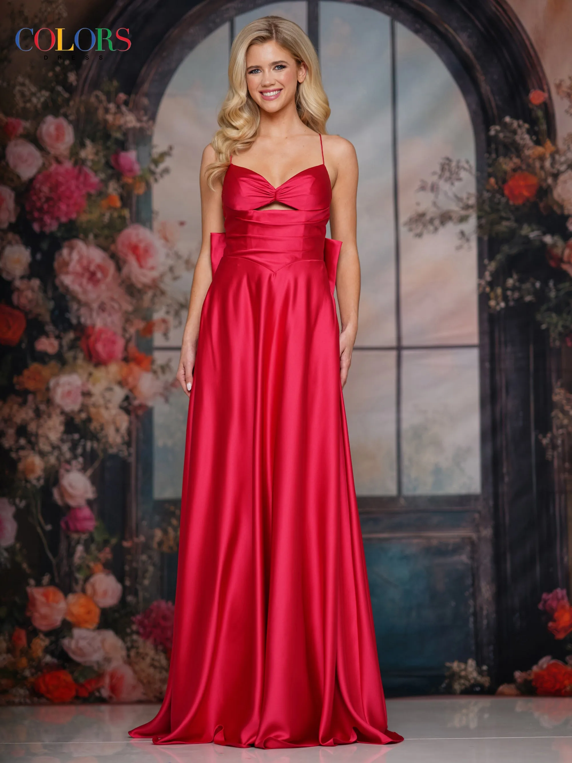 COLORS 3851 Satin Long Prom Dress With V-Neckline sold by The Gown Galleria product image thumbnail 3