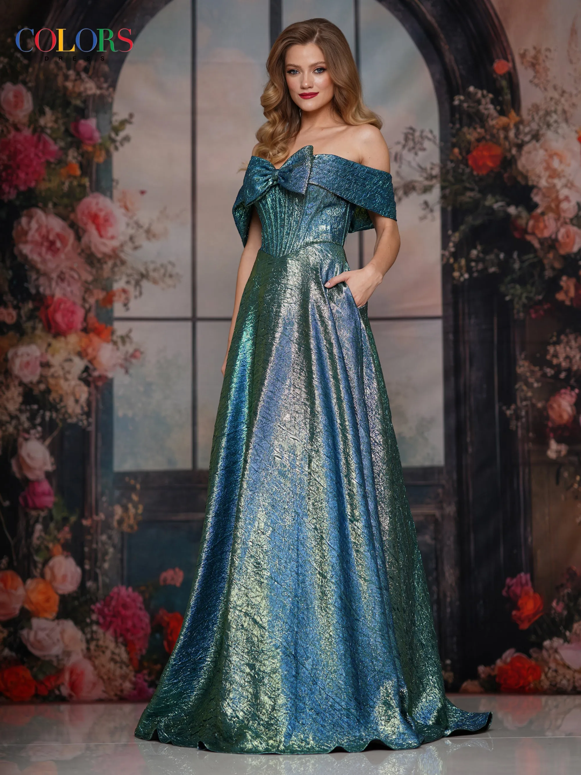 COLORS 3792 Off-The-Shoulder Prom Dress With A-Line Skirt sold by The Gown Galleria product image thumbnail 3