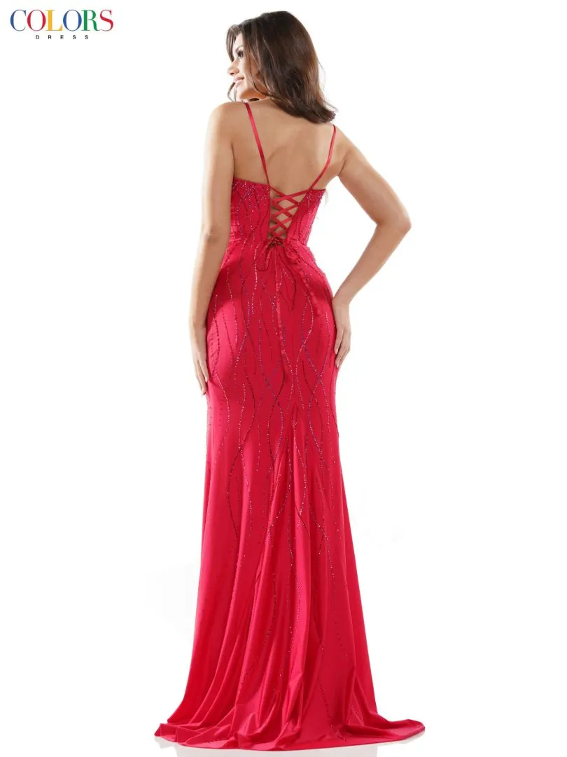 COLORS G1052 Long Embellished Prom Dress With Lace-Up Back sold by The Gown Galleria product image thumbnail 2
