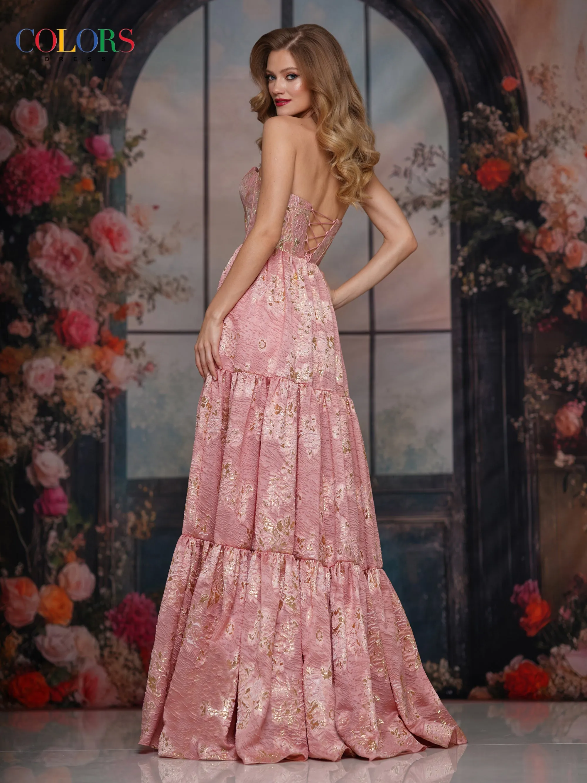 COLORS 3794 Coral Long Prom Dress With Sweetheart Neckline sold by The Gown Galleria product image thumbnail 2