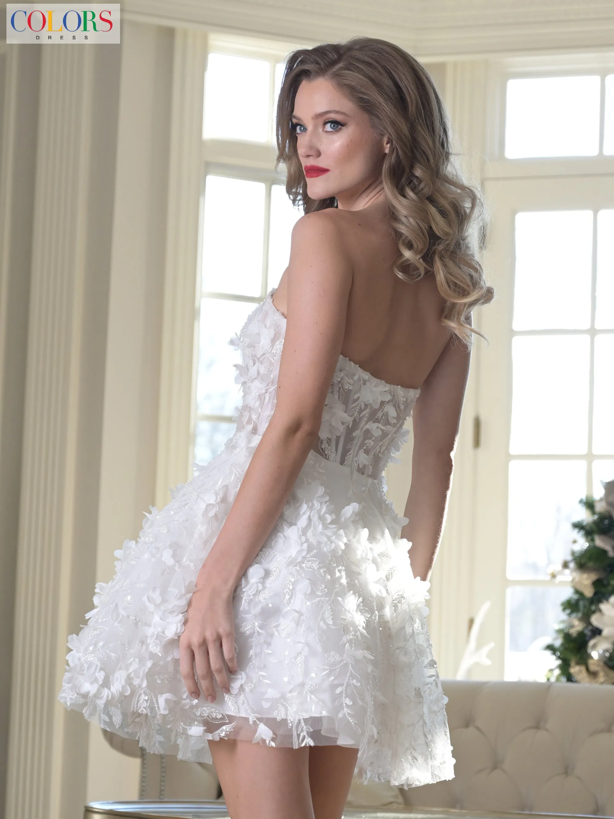 COLORS 3659 Strapless Floral Homecoming Dress With Fit-And-Flare sold by The Gown Galleria product image thumbnail 2