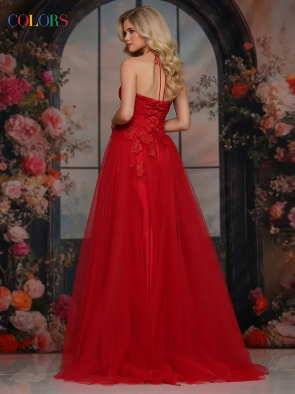 COLORS 3796 Long Prom Dress With Fitted Bodice And Slit sold by The Gown Galleria
