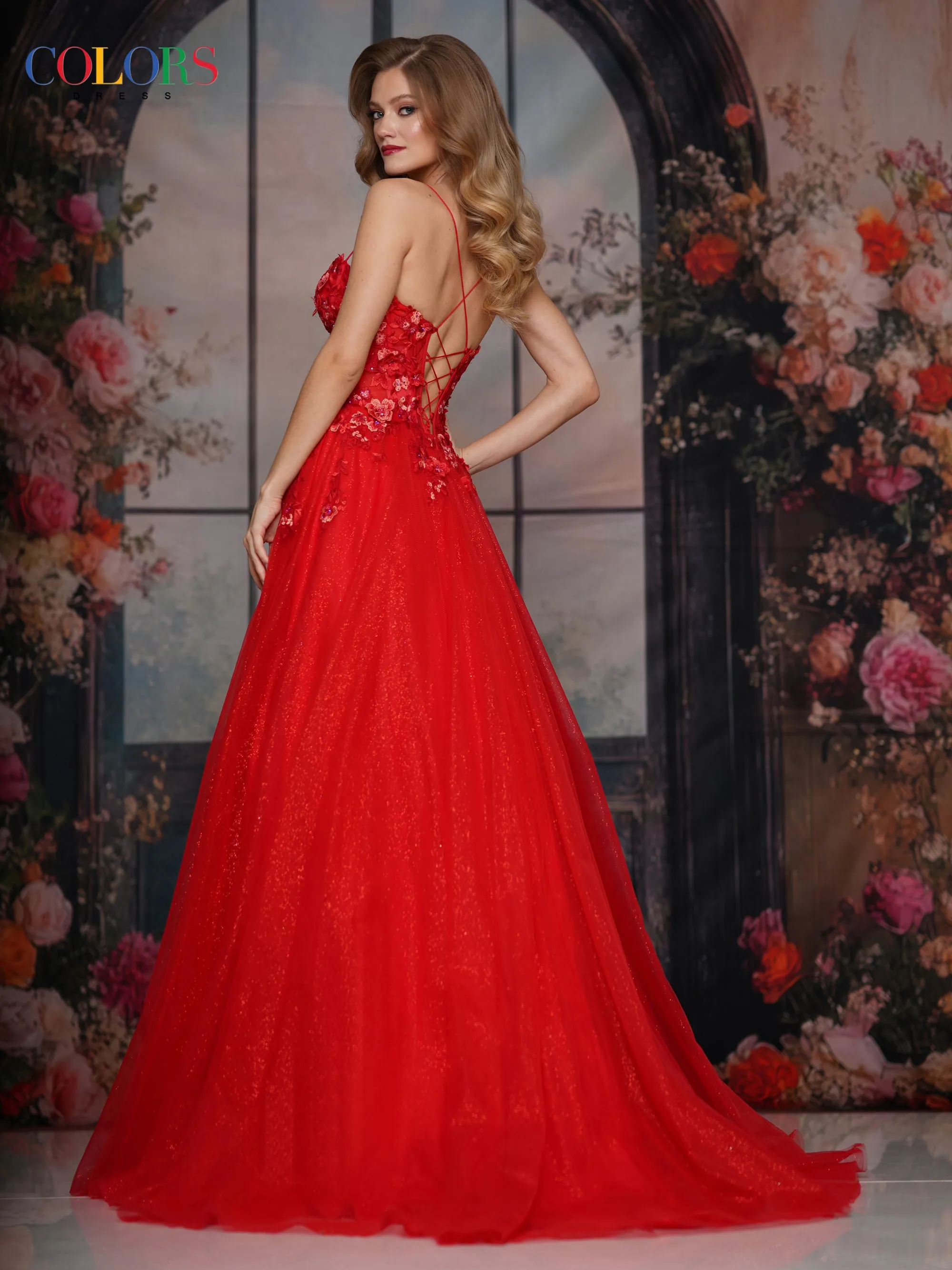 Colors Dress 3496 Long Prom Gown With Lace-Up Back And Slit sold by The Gown Galleria product image thumbnail 2