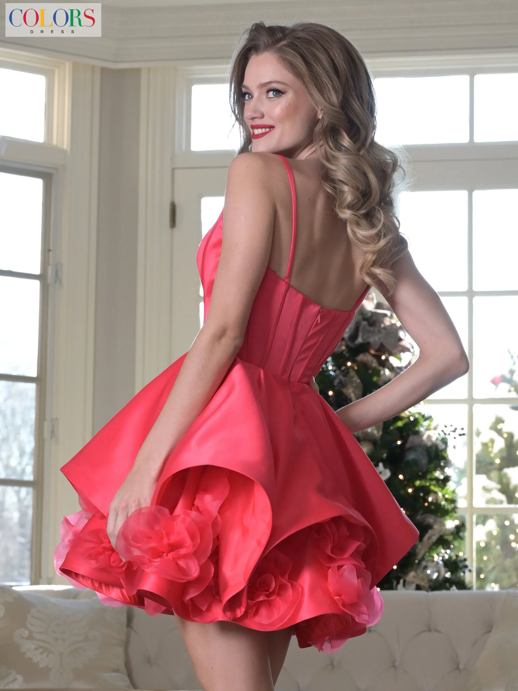 COLORS 3641 Short Homecoming Dress With Plunging Neckline sold by The Gown Galleria product image thumbnail 2
