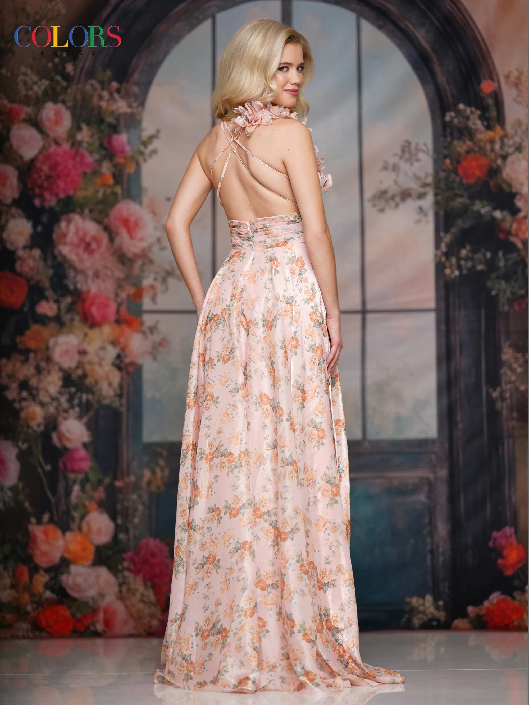 COLORS 3807 Long Prom Dress With Low V-Neckline sold by The Gown Galleria product image thumbnail 2