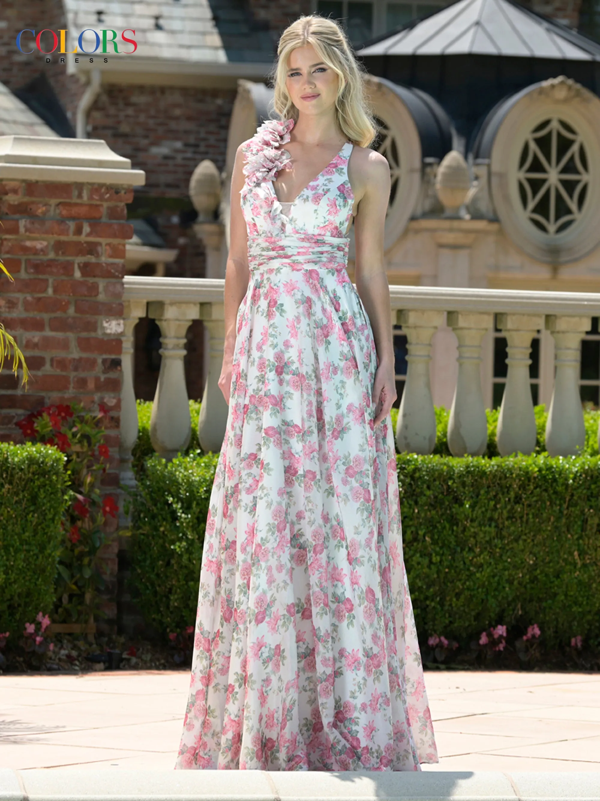 COLORS 3807 Long Prom Dress With Low V-Neckline sold by The Gown Galleria product image thumbnail 3