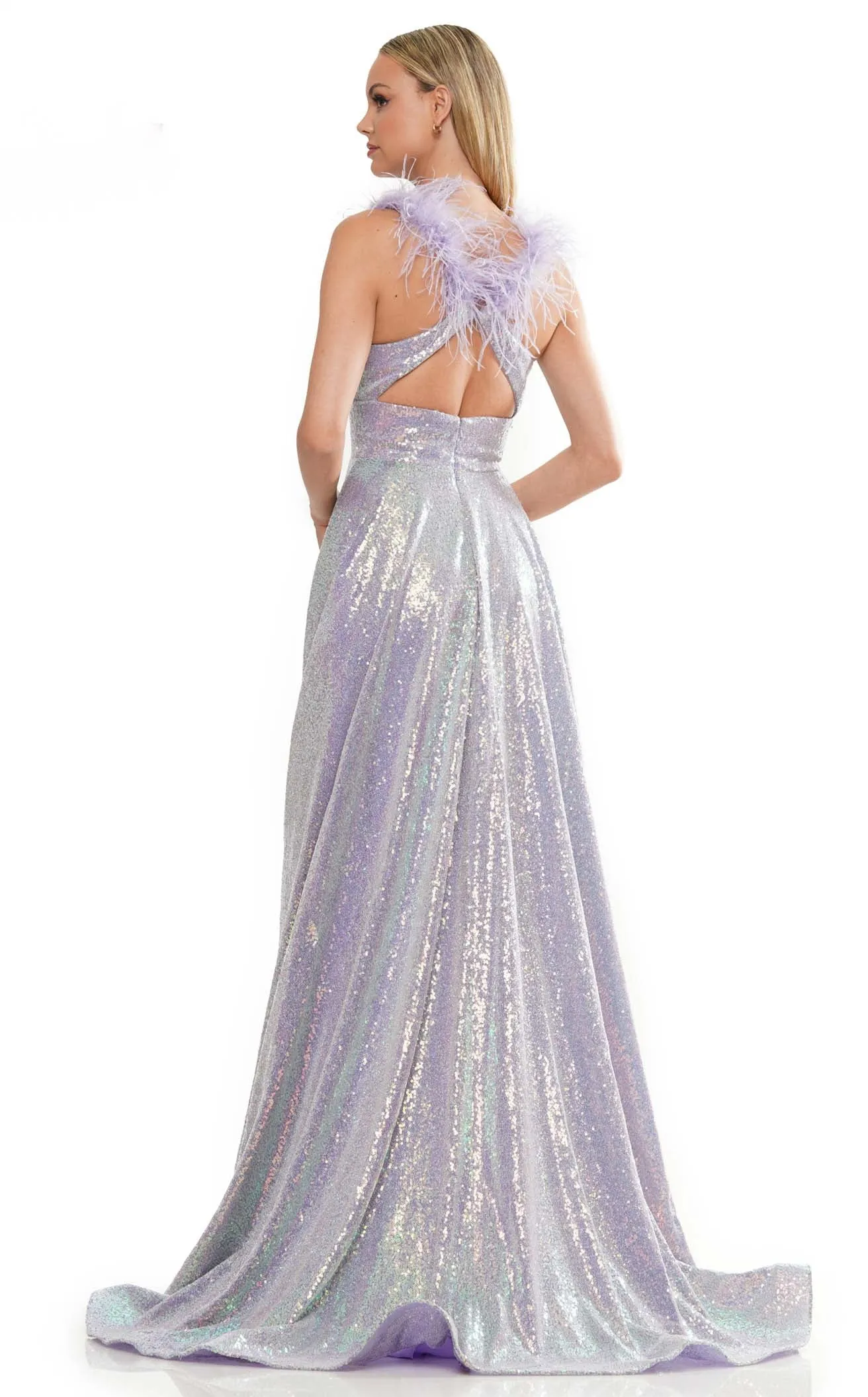 Colors Dress 3221 Long Sequin-Mesh Prom Dress With Feather Straps sold by The Gown Galleria product image thumbnail 2