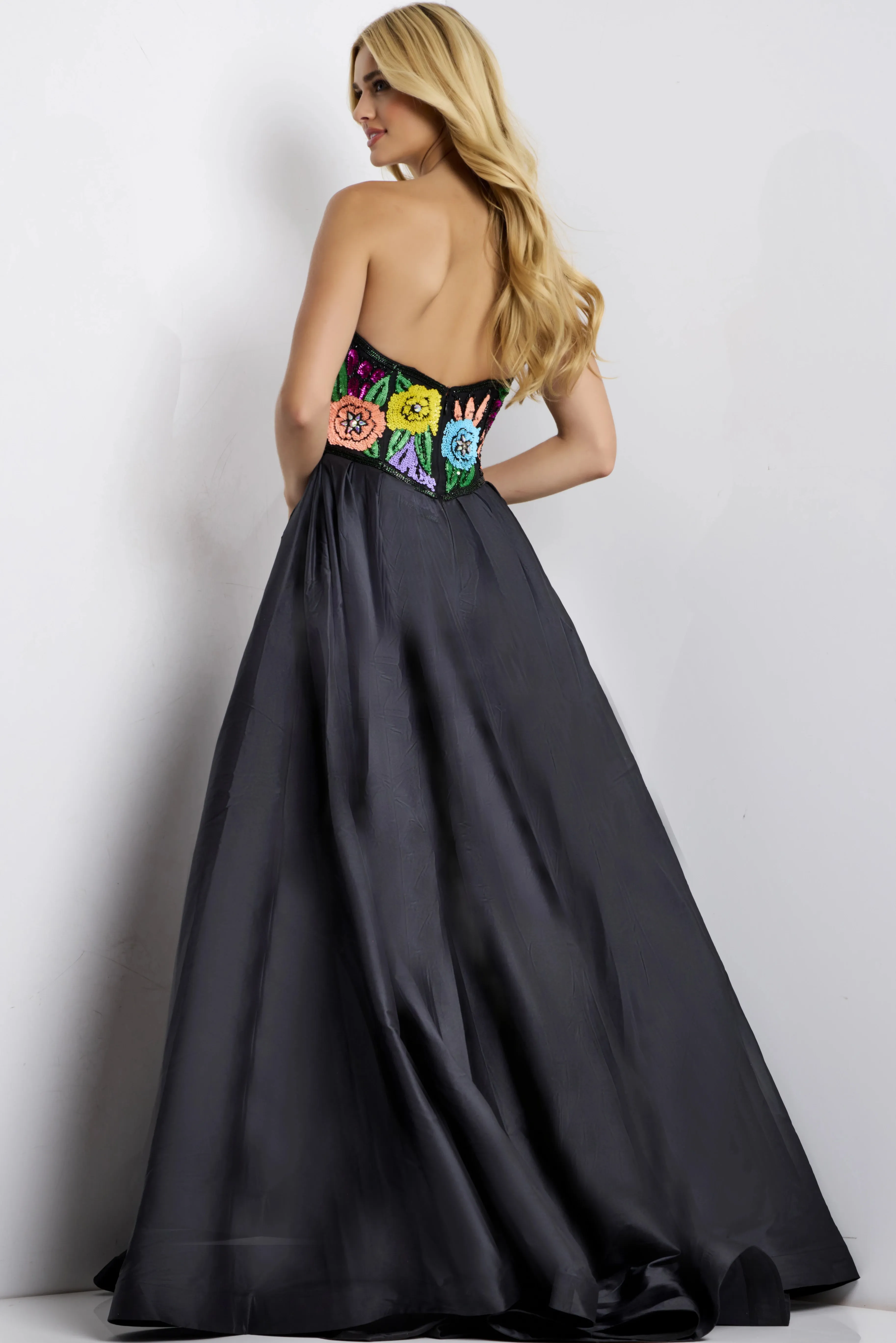 Jovani 49233 Evening Gown With Floral Beaded Strapless Bodice sold by The Gown Galleria product image thumbnail 2