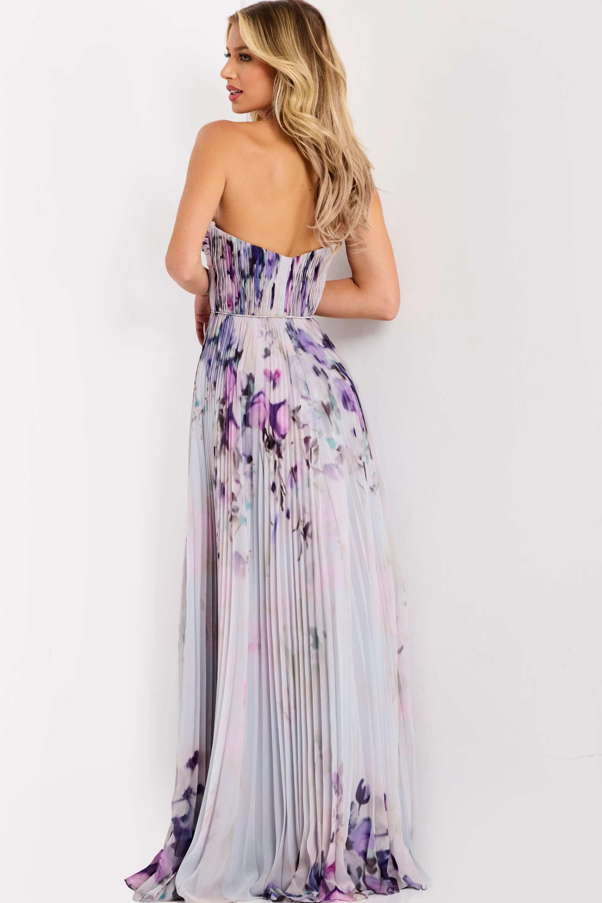 Jovani 42564 Strapless Floral With High Slit Prom Dress sold by The Gown Galleria product image thumbnail 3