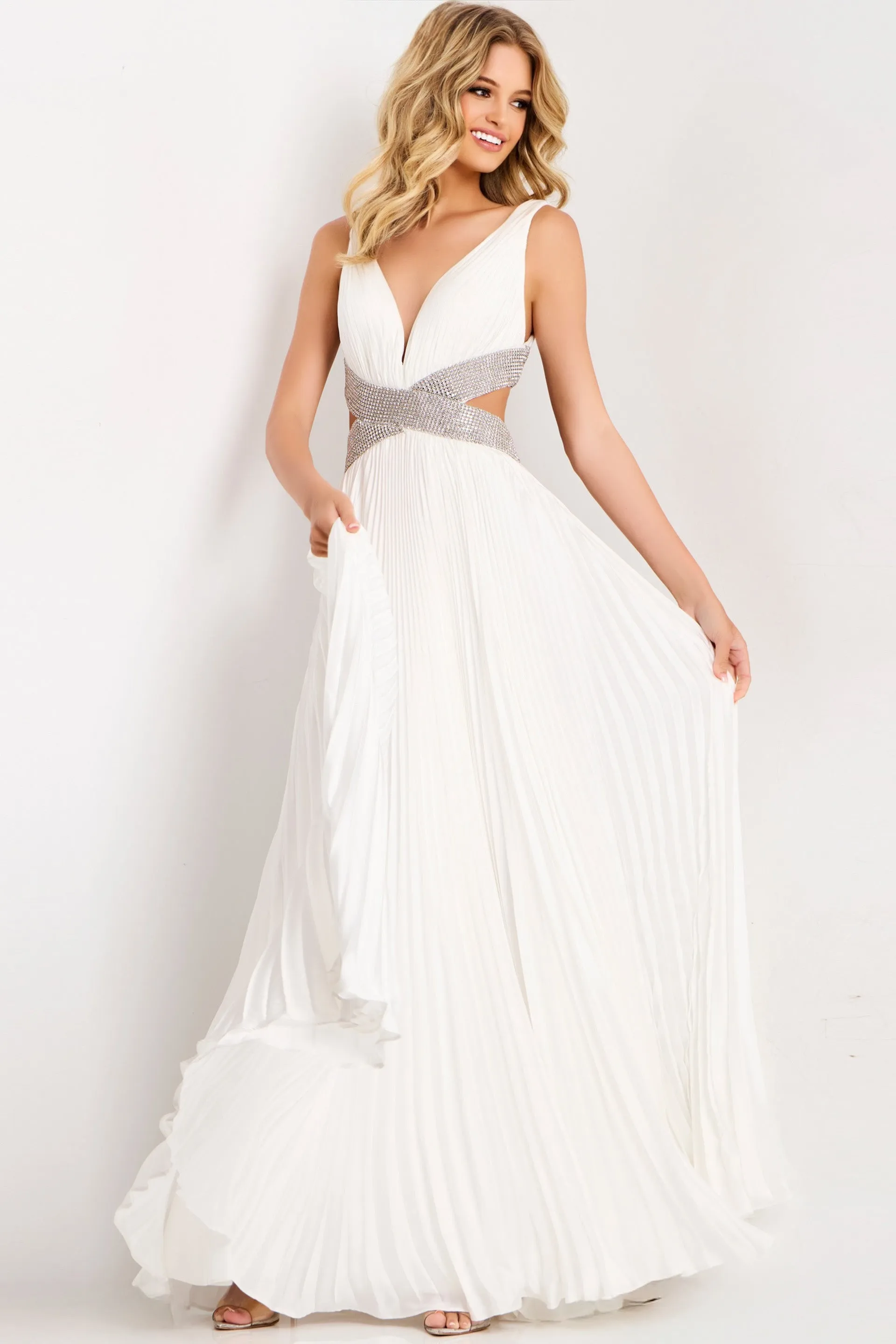 Jovani 42811 Pleated V-Neck Evening Gown sold by The Gown Galleria product image thumbnail 2