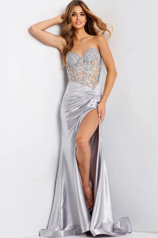 Jovani 43417 Jeweled Corset Strapless Evening Gown sold by The Gown Galleria