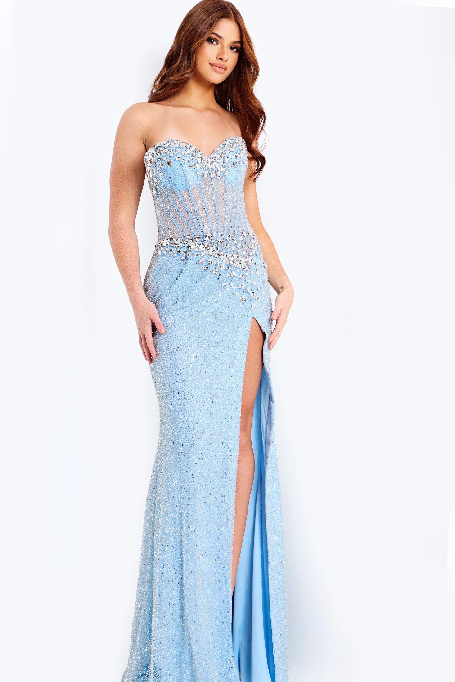 Jovani 49363 Crystal Beaded Corset Prom Dress With Sheath Silhouette sold by The Gown Galleria