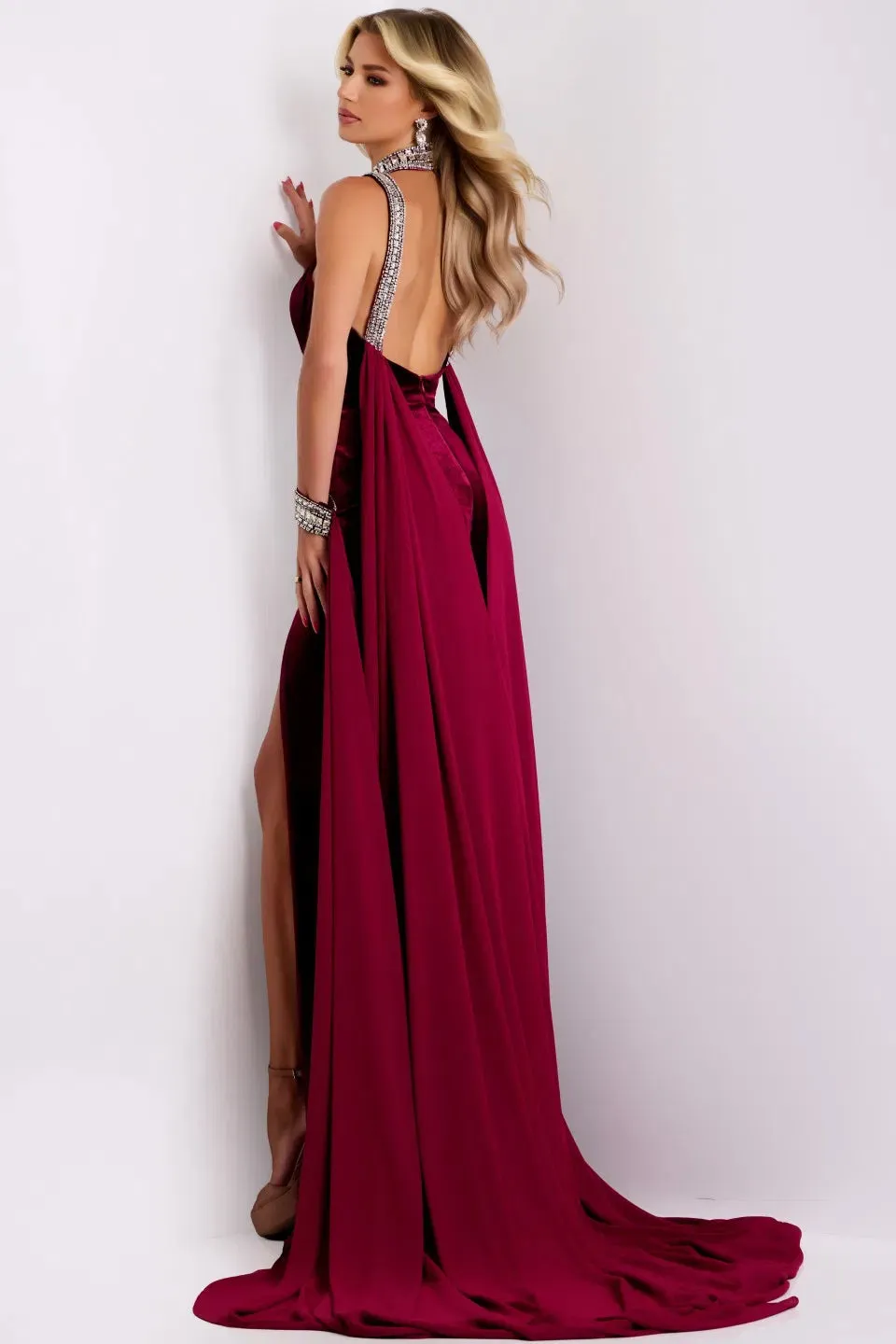 Jovani 43699 Halter Neckline In Velvet Evening Gown sold by The Gown Galleria product image thumbnail 5