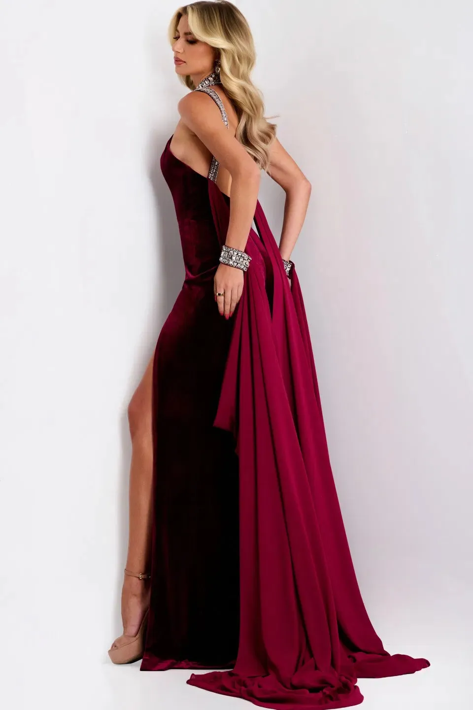 Jovani 43699 Halter Neckline In Velvet Evening Gown sold by The Gown Galleria product image thumbnail 4
