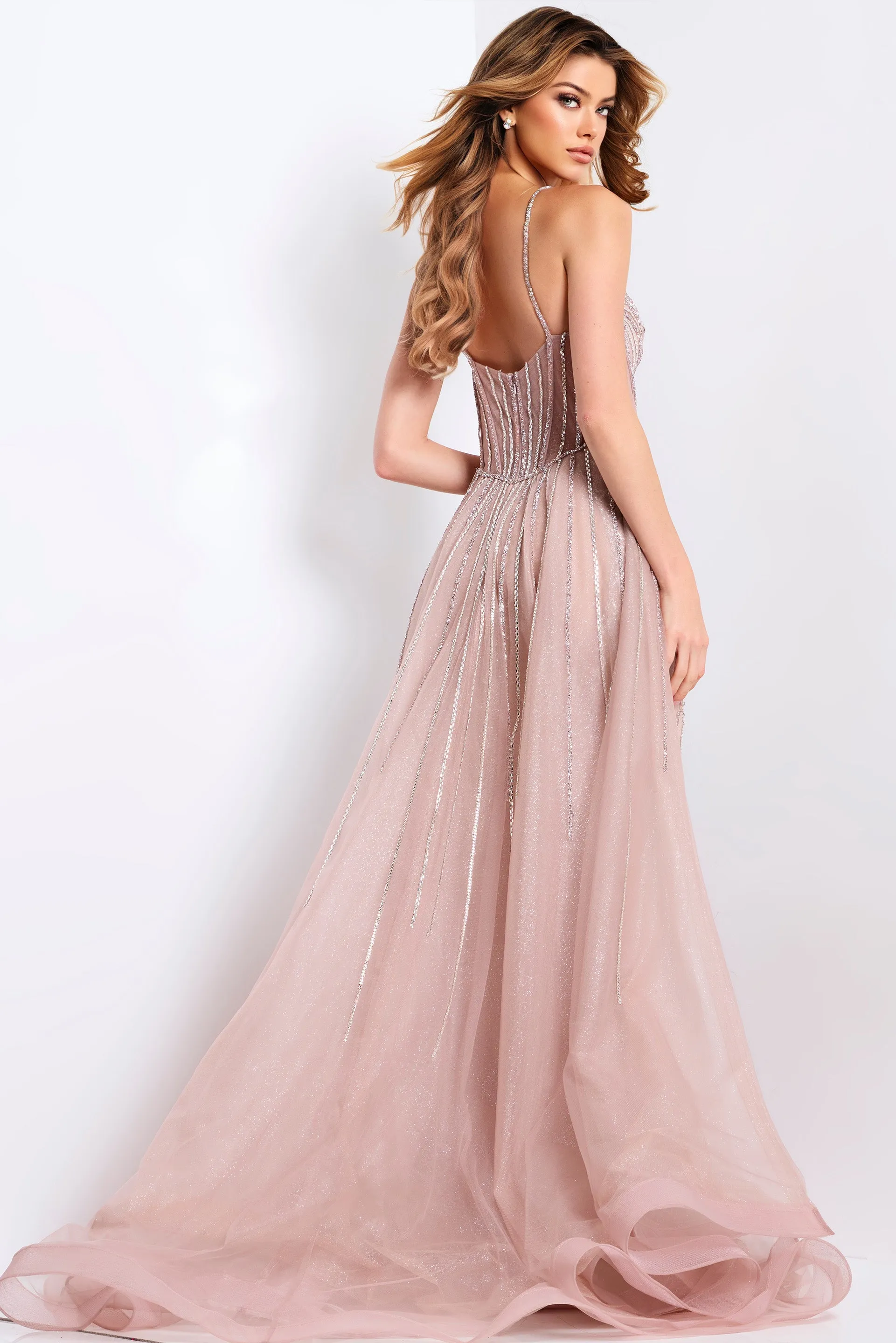 Jovani 43854 Beaded Mesh Overskirt Silhouette Prom Dress sold by The Gown Galleria product image thumbnail 2