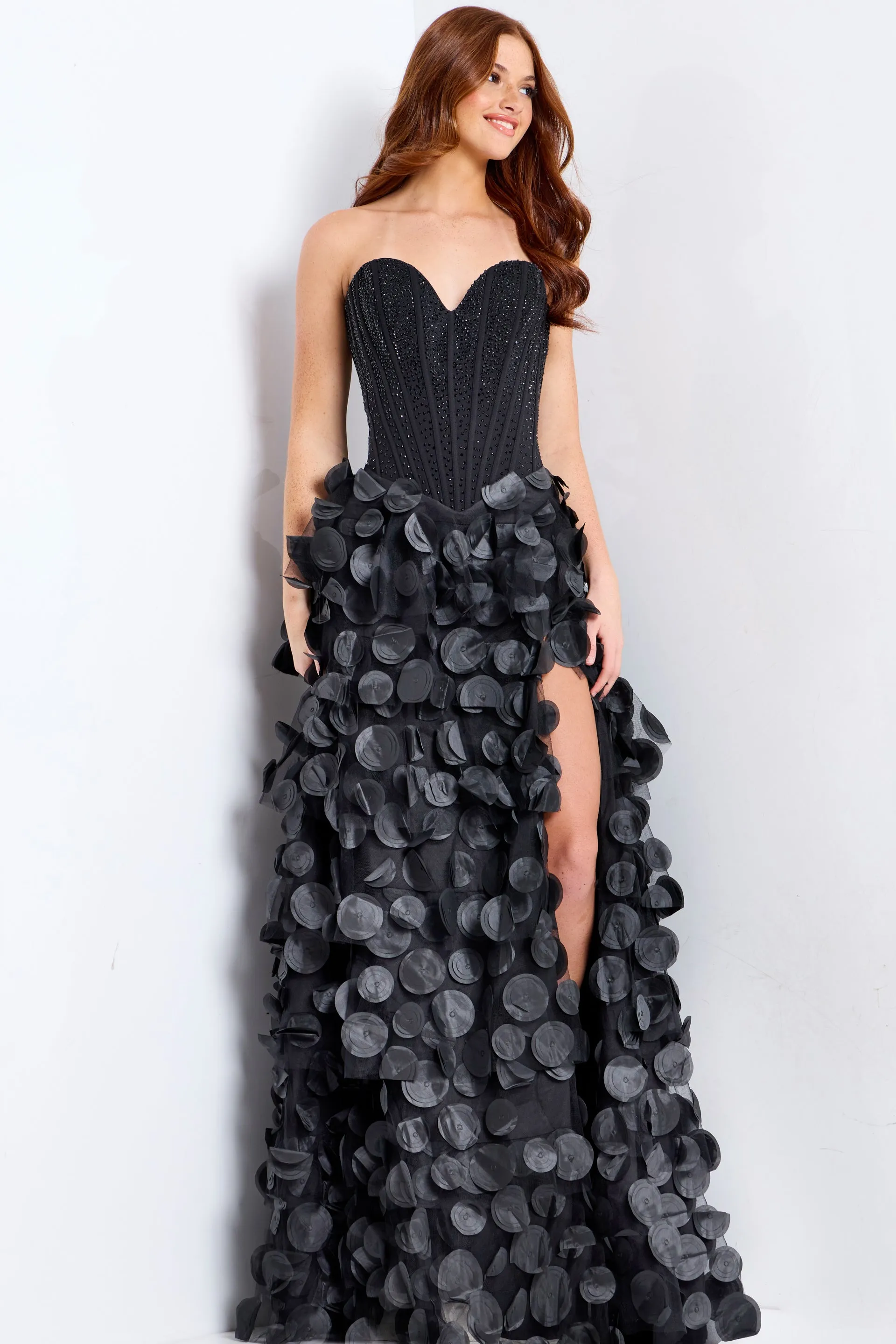 Jovani 49384 Strapless A-Line Prom Dress With 3D Petal Skirt sold by The Gown Galleria product image thumbnail 4