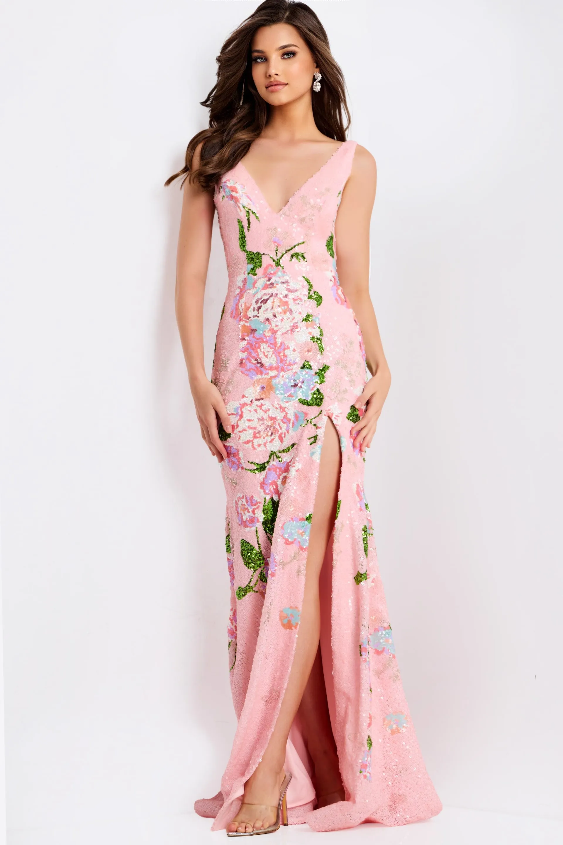 Jovani 48636 Floral Sequin Sheath Prom Dress sold by The Gown Galleria