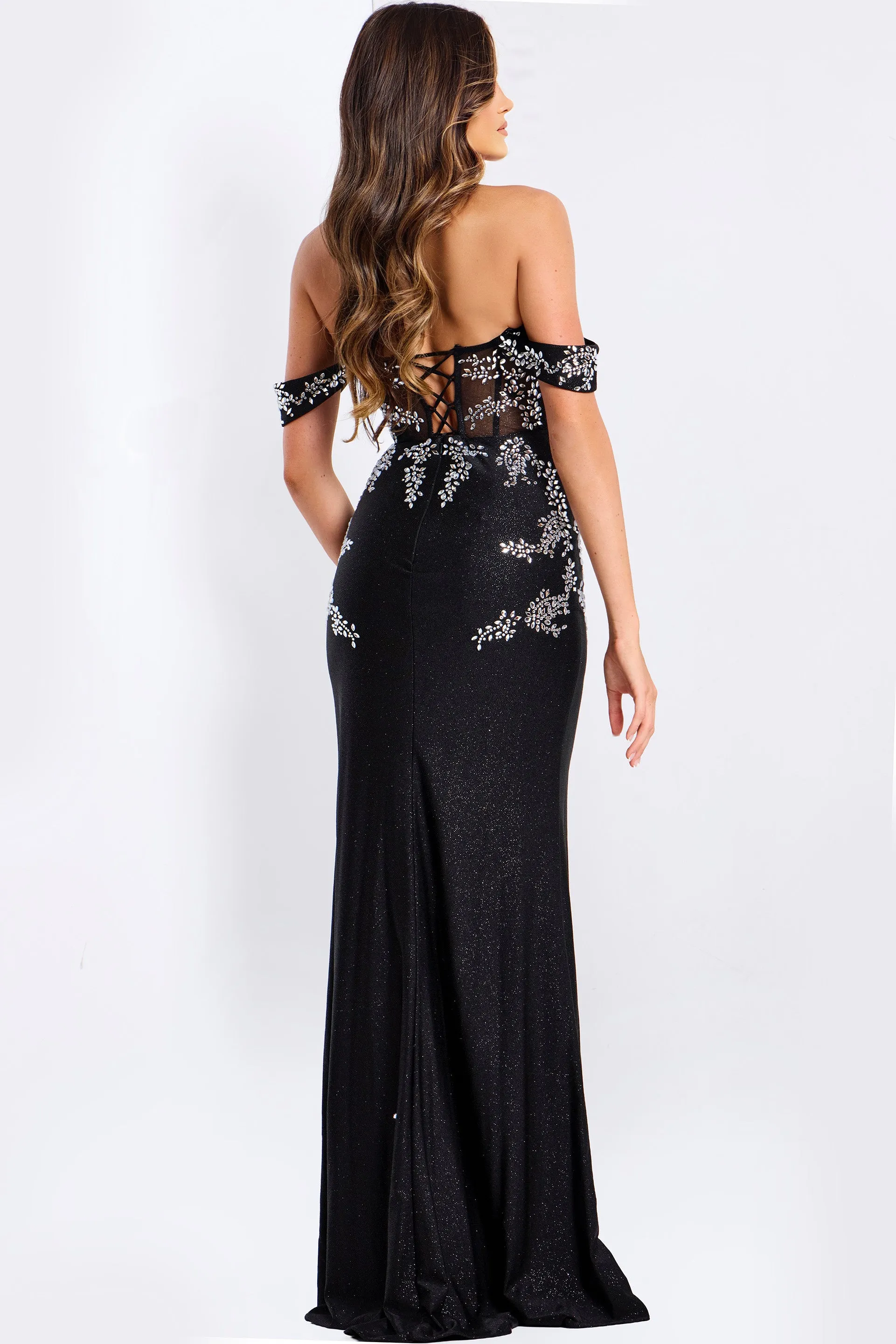 Jovani 49659 Off Shoulder Evening Gown With Fitted Silhouette sold by The Gown Galleria product image thumbnail 2