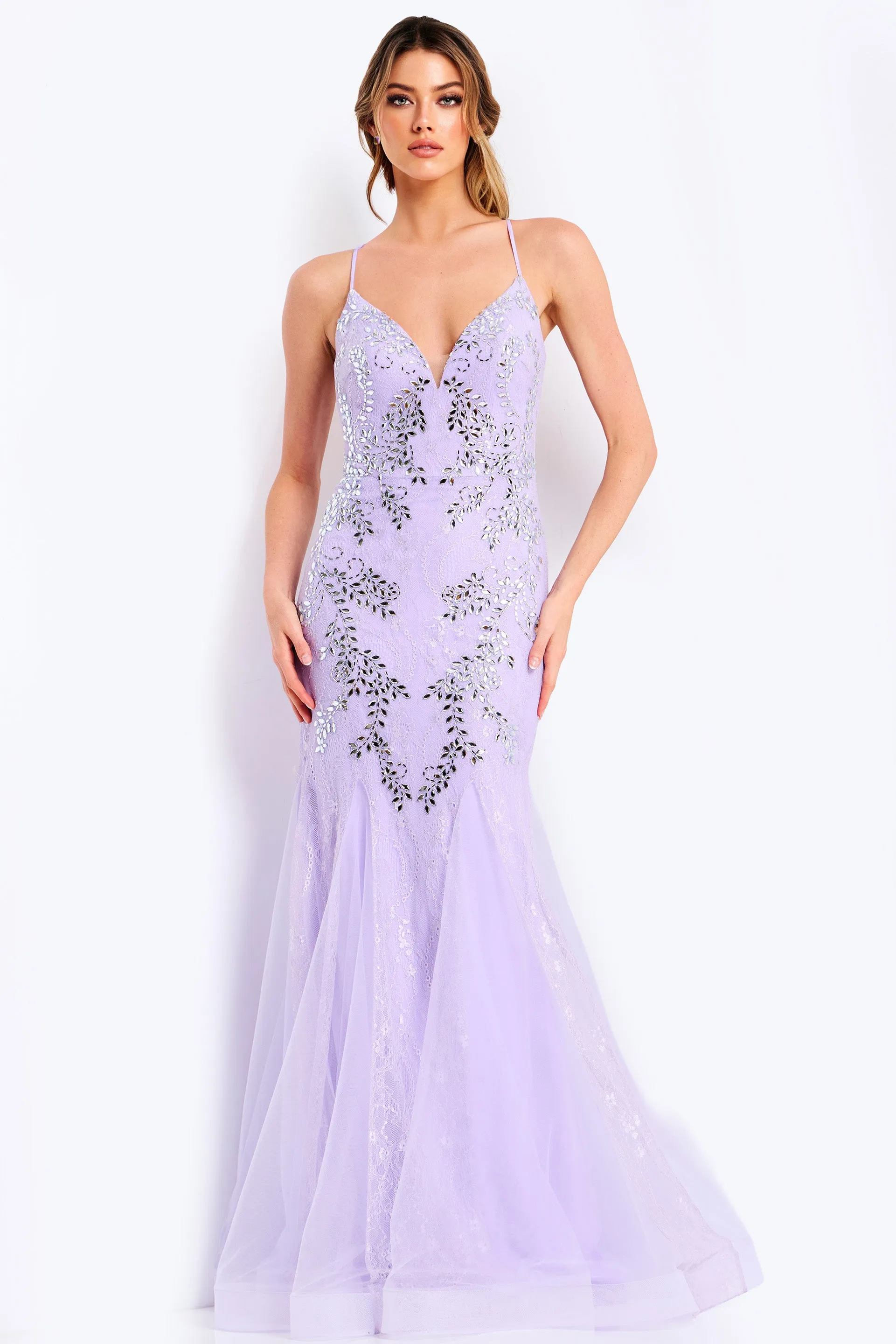 Jovani 49660 Mermaid Beaded Prom Dress With V Neckline sold by The Gown Galleria